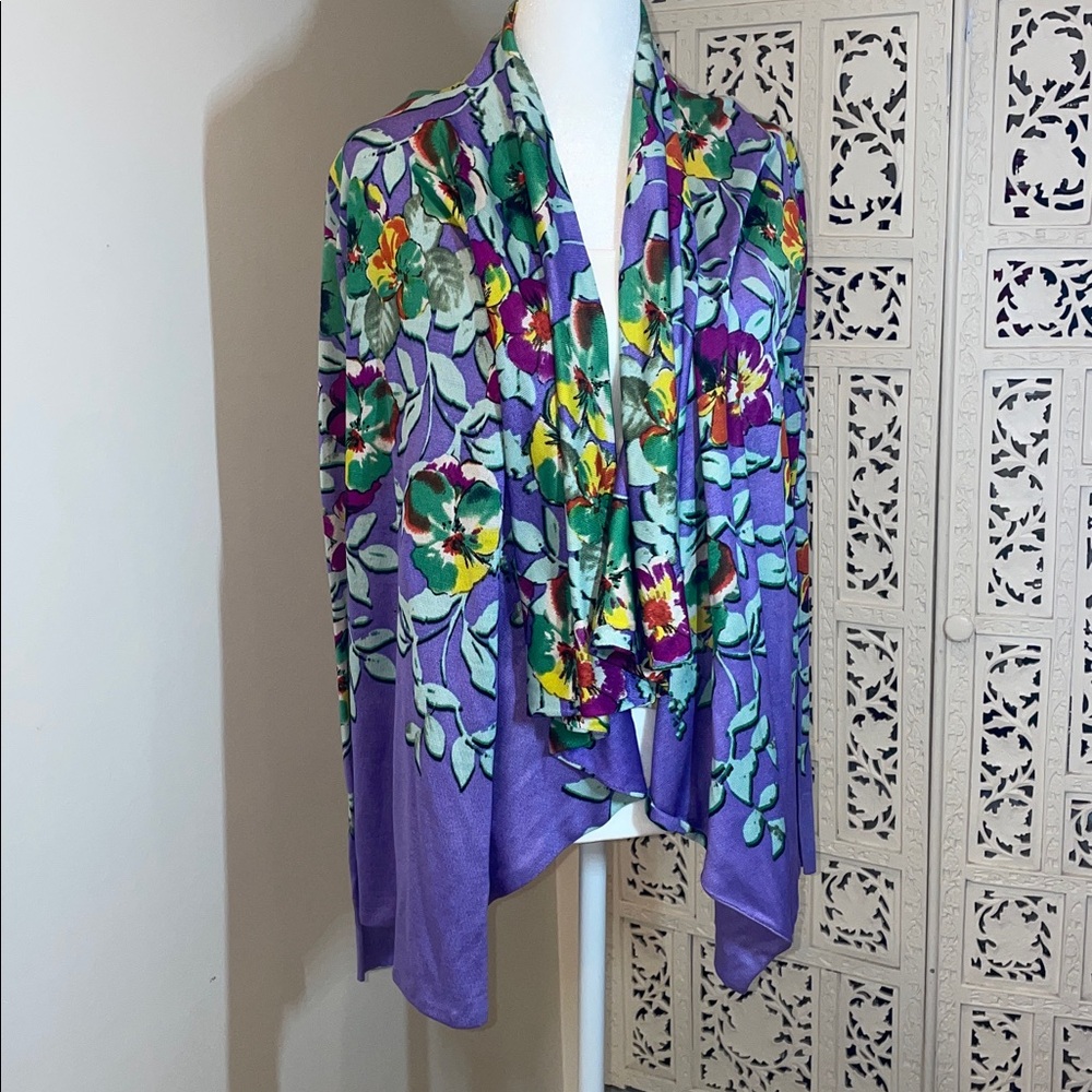 Etro Multicolor Floral long sleeve open front sweater